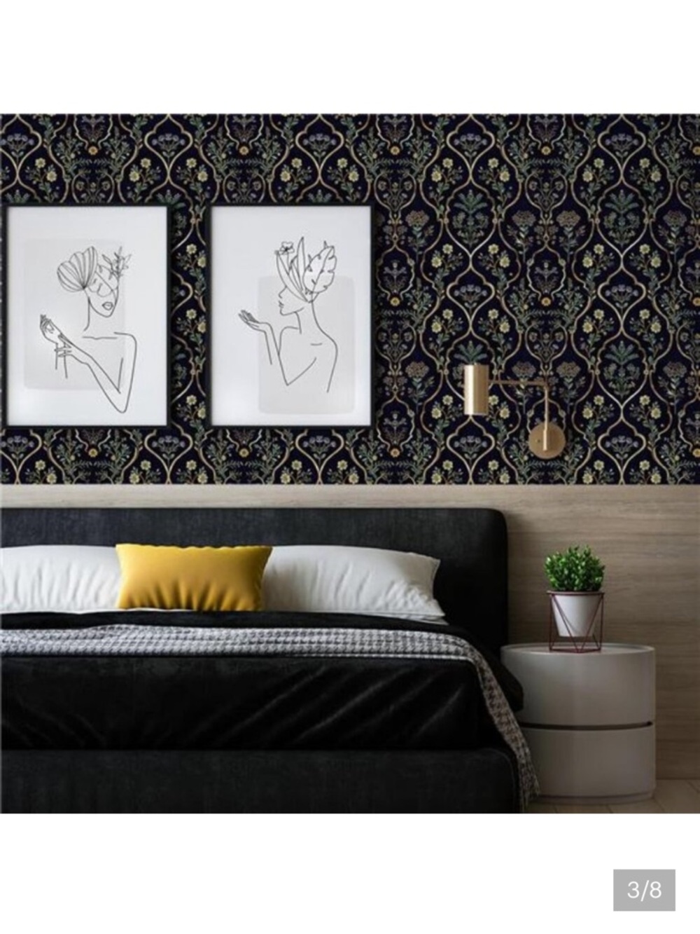 Floral Peel and Stick Wallpaper Vintage Floral Wallpaper 15.7inchx118.1inch - Picture 2 of 2